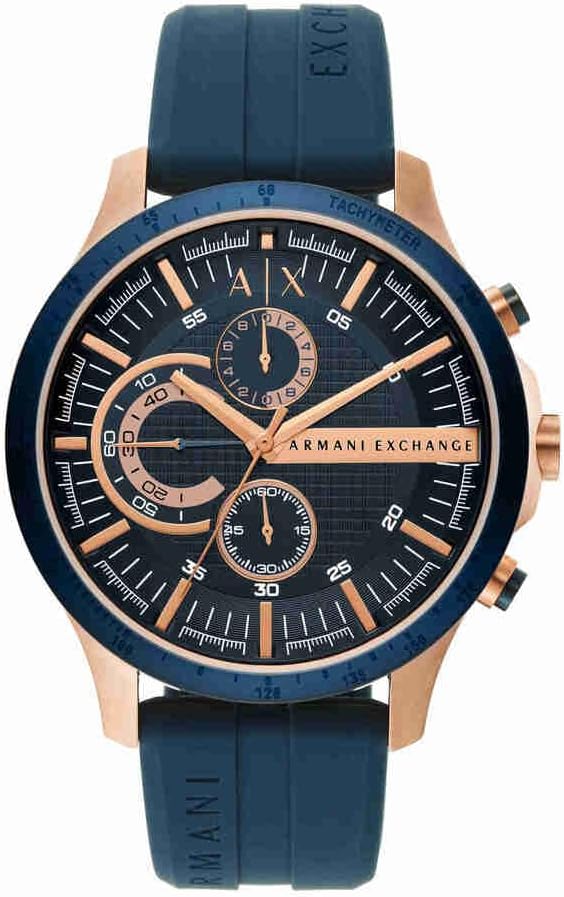 Armani Exchange Herrenuhr, Quarzwerk Chronograph und 46mm Gehäusegröße mit Silikonarmband
