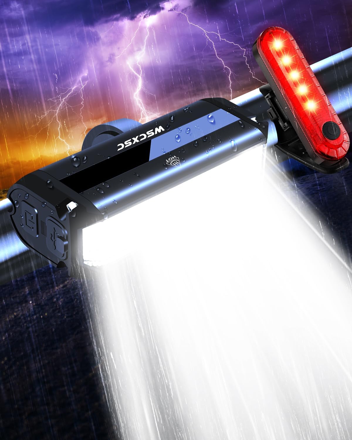 Bright Bike Light for Night Riding, USB Rechargeable Bicycle Light, Bicycle Headlight Set, Daytime Running Light, Waterproof Bike Headlight and Taillight for Adult Kid Mountain MTB Off-Road Cycling