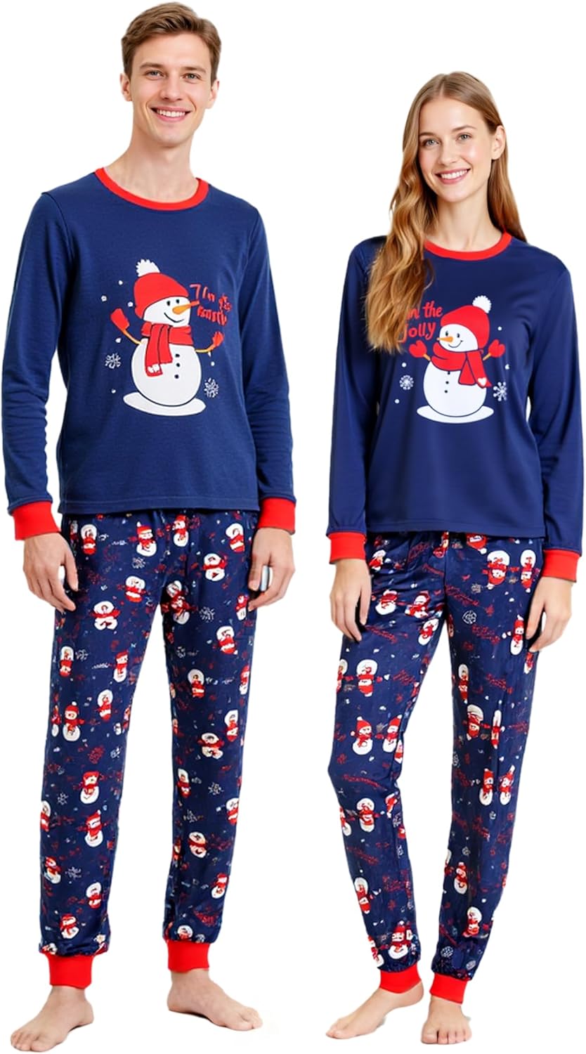 Christmas Pajamas Men Women 1 Pack, Family Christmas Pyjamas Matching Sets for Couple Adults Holiday Pjs Sleepwear