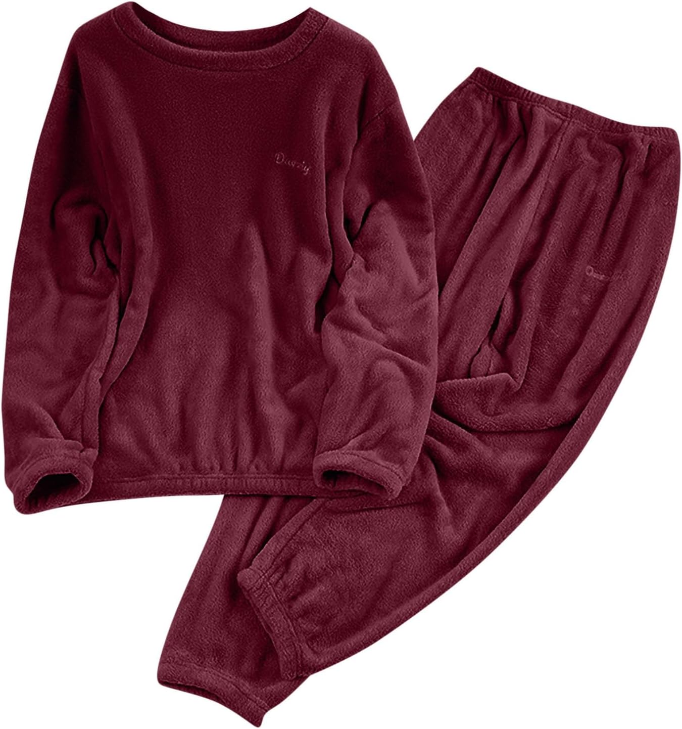 Fleece Pyjamas Women Uk Fluffy Lounge Sets Thick Sleepwear Suit Winter Thermal Jumper Elastic Waist Loungepants 2 Piece Ladies Dressing Gowns Cozy Nightwear Indoor Oodies Outift