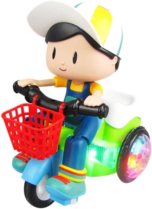 HANABASS Electric Tricycle Toy for Kids with Led Lights and Music Creative Stunt Ride-on Toy for Boys and Girls Kid S Intelligent Tricycle Without Battery 7-Inch Compact Size