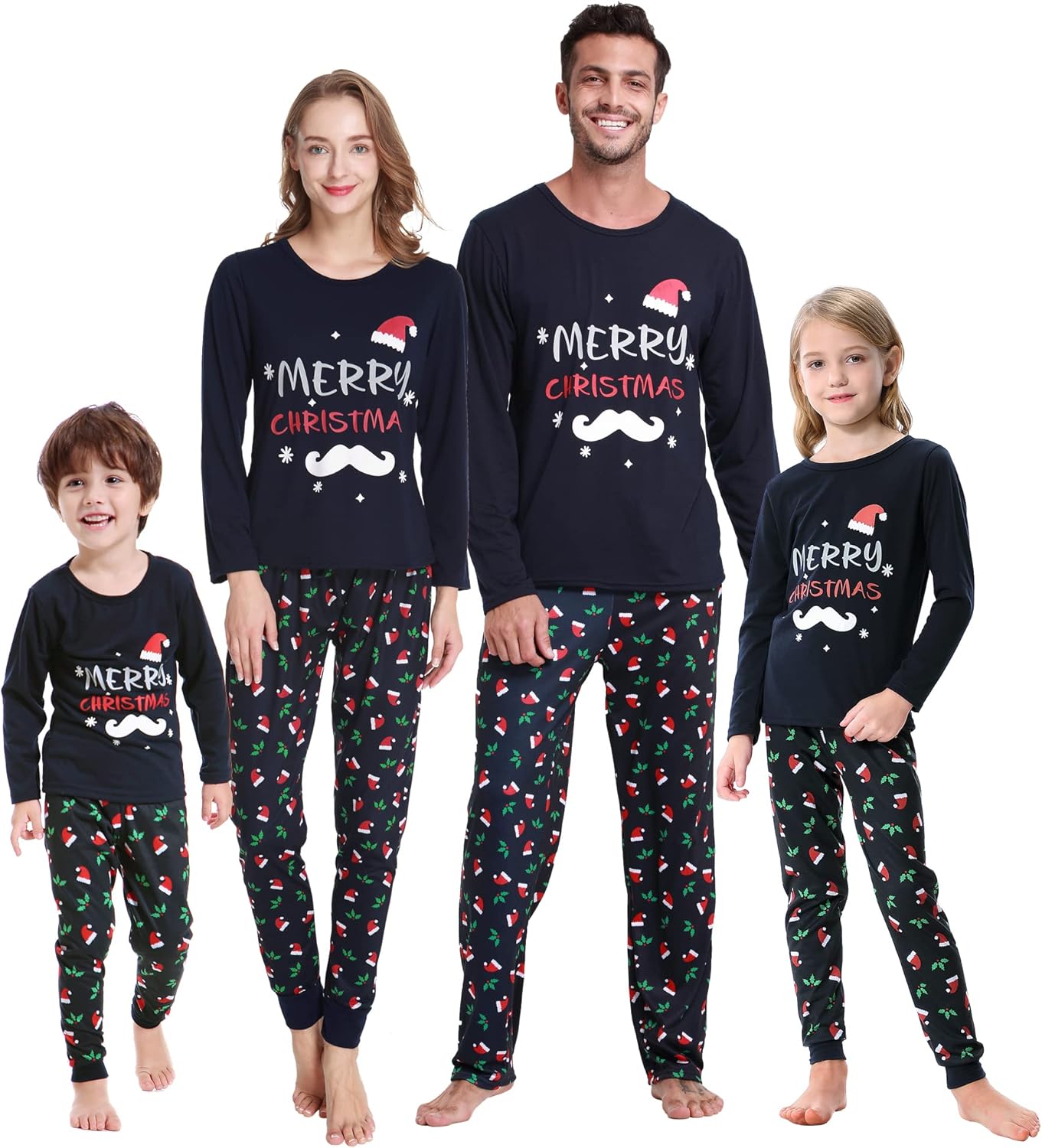 MyFav Family Matching Christmas Pyjamas Set Xmas Pjs Sleepwear Long Sleeve Nightwear for Womens Mens Girls Boys Kids
