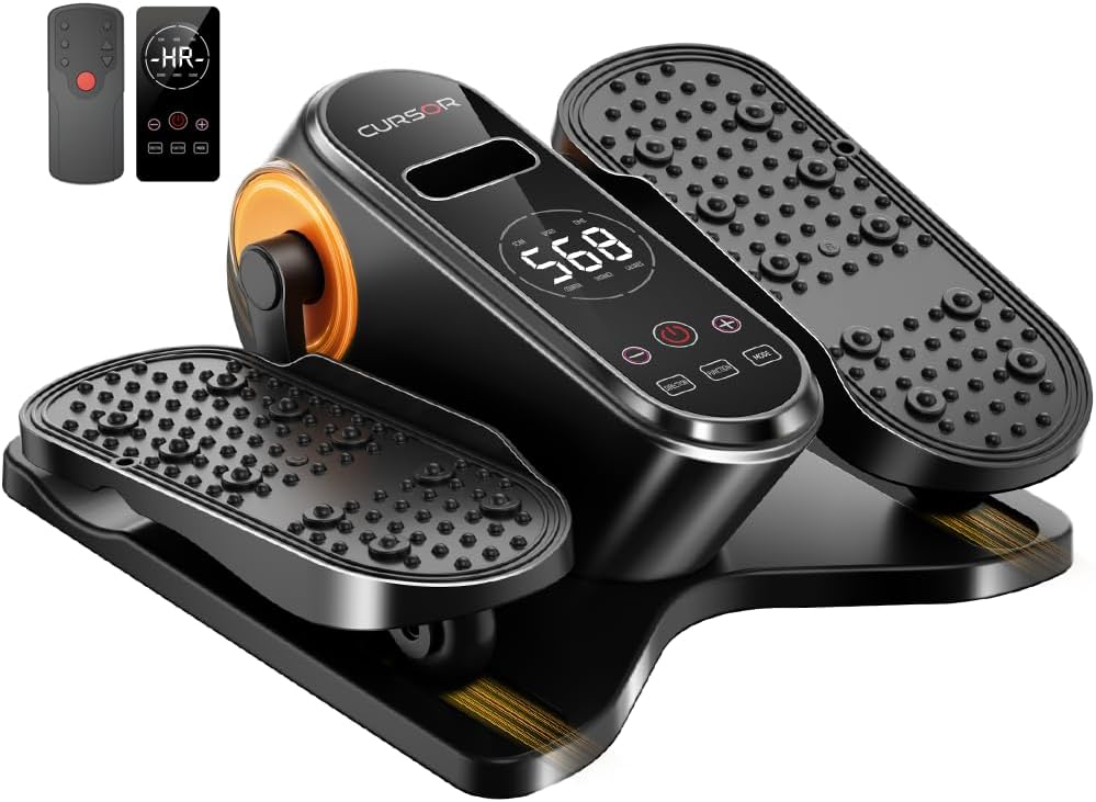 Under Desk Elliptical Machine, Electric Seated Pedal Exerciser, Min Leg Exerciser with Remoter, 12 Level Speeds, Forward & Reverse Direction, Manual & Auto Mode for Home Office