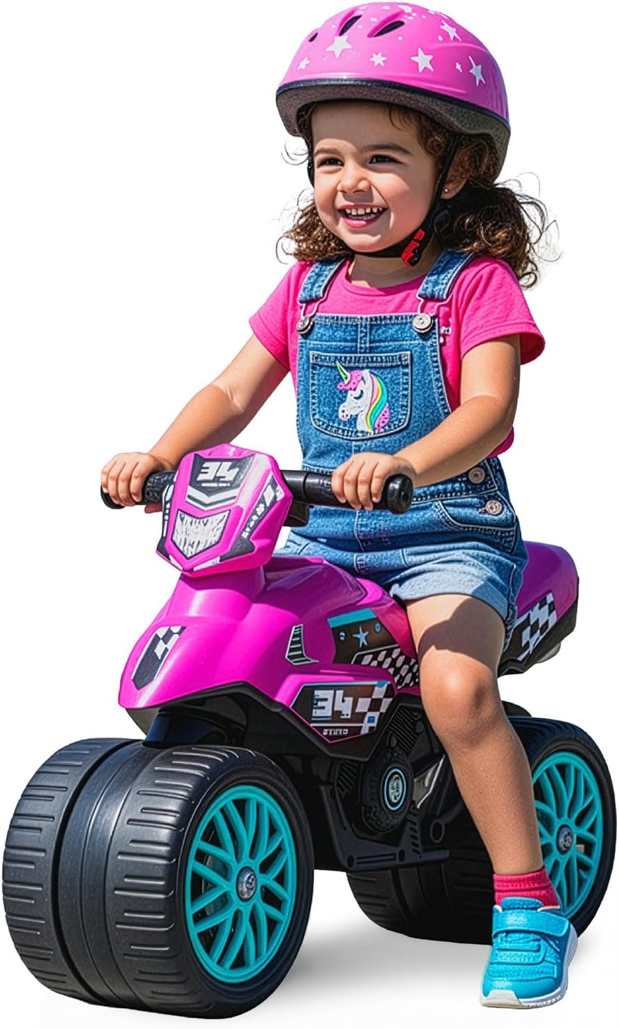 Waddle Kids Motorcycle Balance Bike – Toddler Ride on Toys w/Sounds, Wide Wheel Base, Rubber Coated Wheels, Foot to Floor Toddler Car Up to 44 Lbs, Motorbike for Kids Ages 18 Months to 3 Yrs, Pink