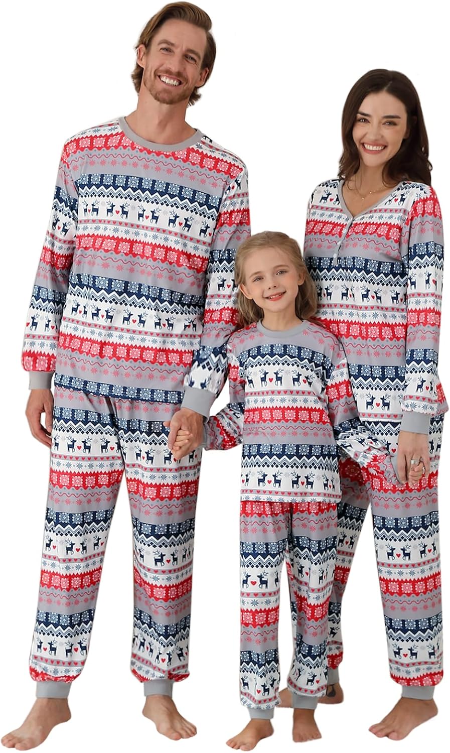 Family Christmas Pajamas Matching Sets Womens Mens Couple Kids Pjs Long Sleeve Xmas Allover Patterned Sleepwear Holiday Party Lounge Sets