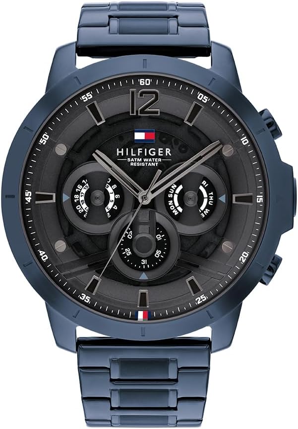 Tommy Hilfiger Analogue Multifunction Quartz Watch for Men with Blue Stainless Steel Bracelet
