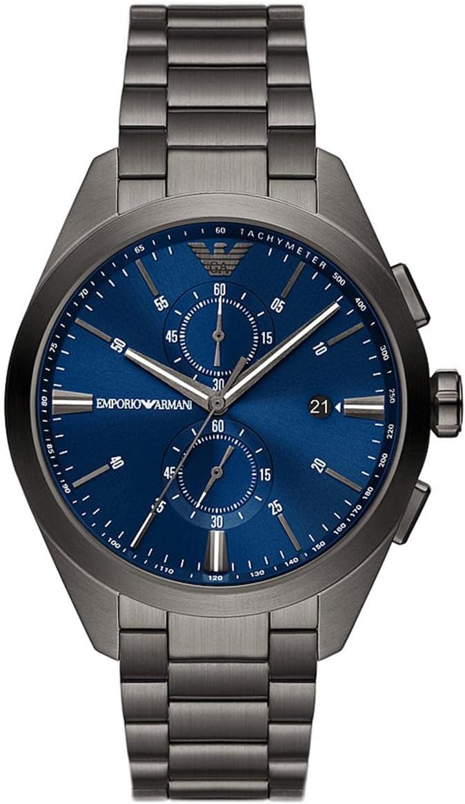 Emporio Armani Watch for Men, Quartz 2 sub dial Chronograph Movement and 43mm Case Size with Stainless Steel Strap