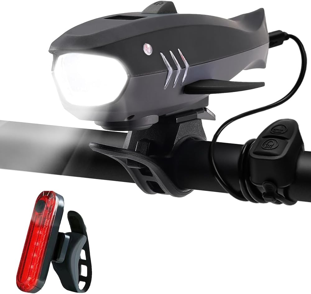 Bike Horn with Light, 120dB Electric Bicycle Bell & 400LM Rechargeable Headlight, IPX4 Waterproof Kids Bike Accessories for Boys/Girls, Scooters