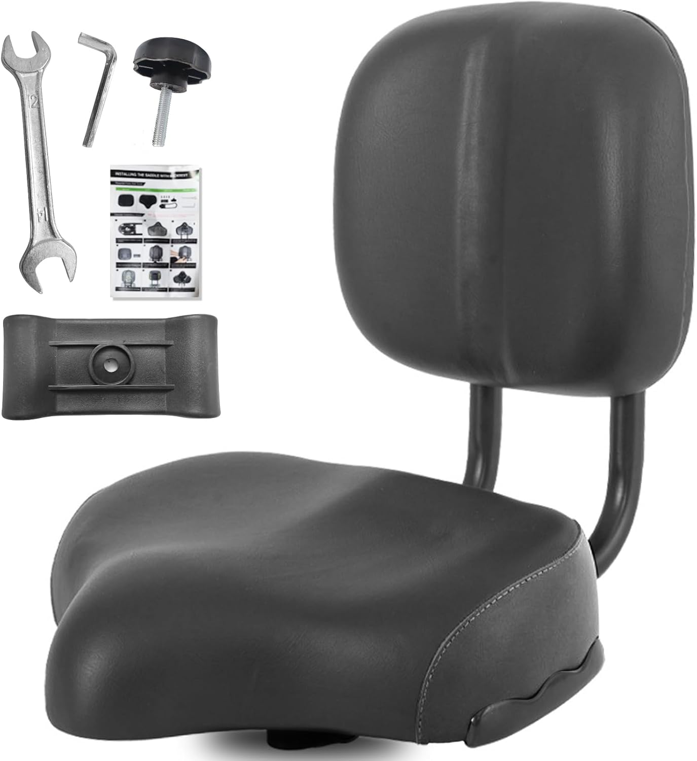 Bike Seat with Backrest, Oversized Comfortable Ergonomic Design Bicycle Saddle for Men and Women Adjustable Height Bike Saddle for Tricycle City Bike Commuter Bike Electric Bike