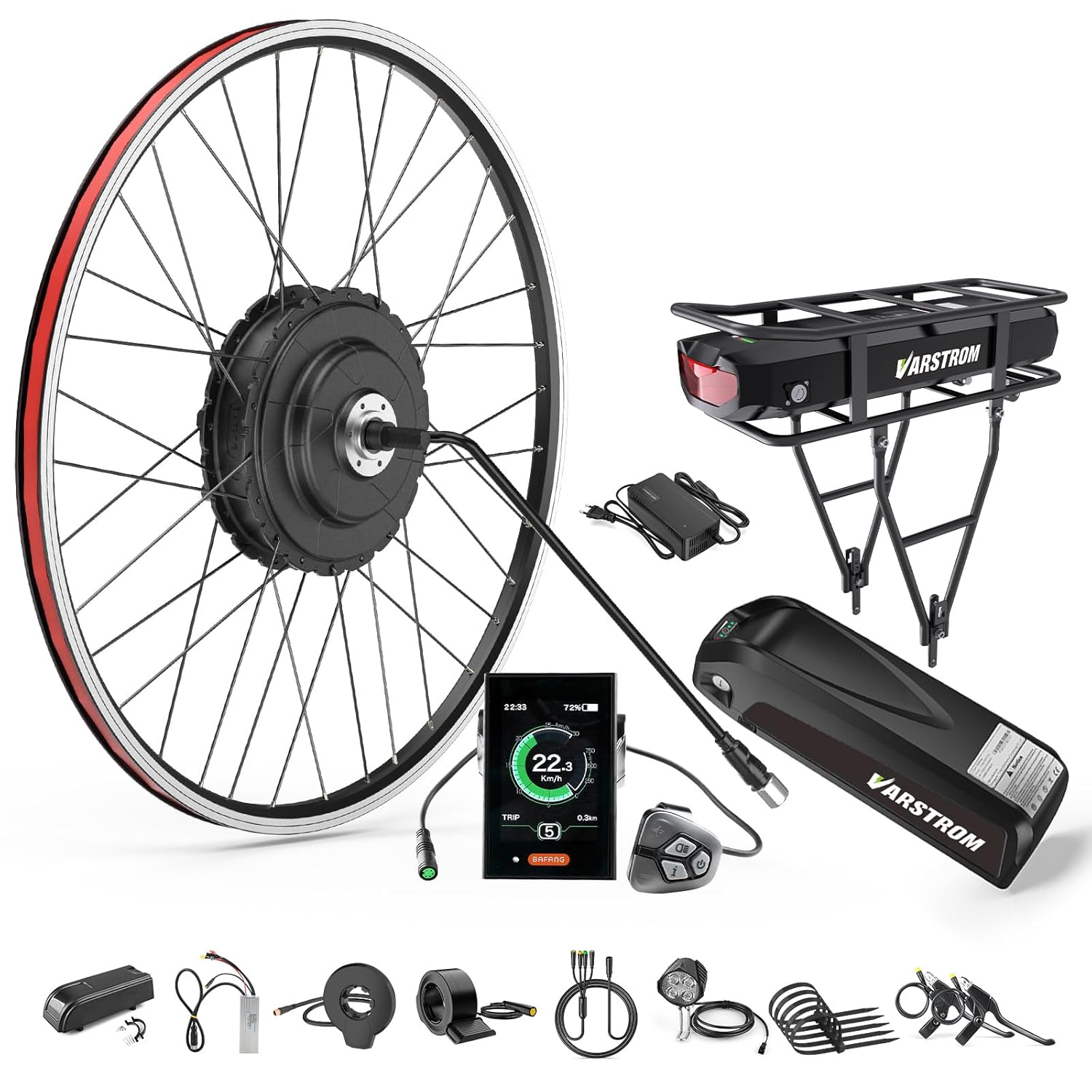 BAFANG 48V 750W Rear Hub Motor Kit, 80N.m High Torque Electric Bike Conversion Kit with LCD Display, IPX5 Waterproof, Fits 26/27.5/700C Wheels for Disc and V Brakes, Battery Optional