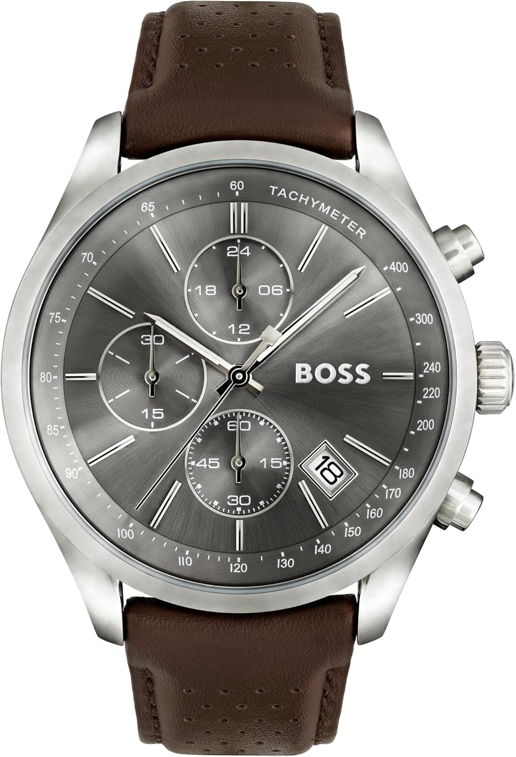 BOSS Chronograph Quartz Watch for Men Grand Prix Collection with Leather Strap or Stainless Steel Bracelet