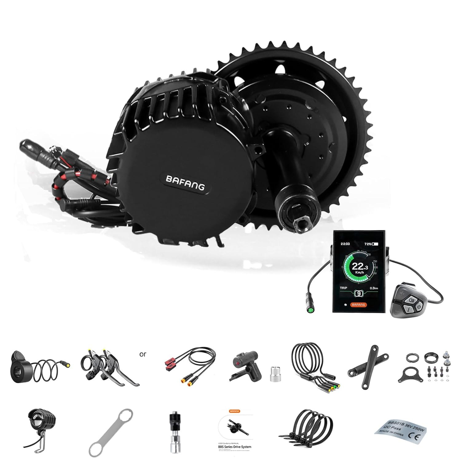 Bafang 1000W Mid Drive Kit,Bafang HD BBS03 Ebike Conversion Kit with 46T Chainring,48V/52V 8Fun Electric Bike Conversion Kit for Moutain Road Bike(C18,Without Battery)
