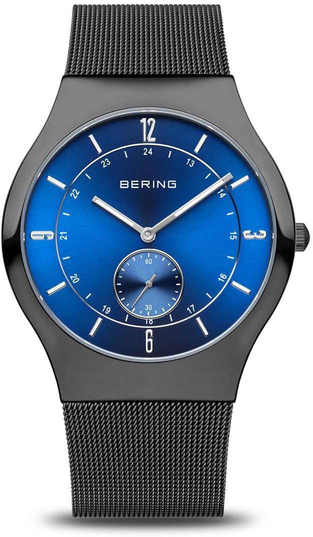 Bering Men’s Quartz Watch, 40 mm Stainless-Steel Case and Dial, Milanese Strap, Sapphire Crystal, 3 ATM, 11940