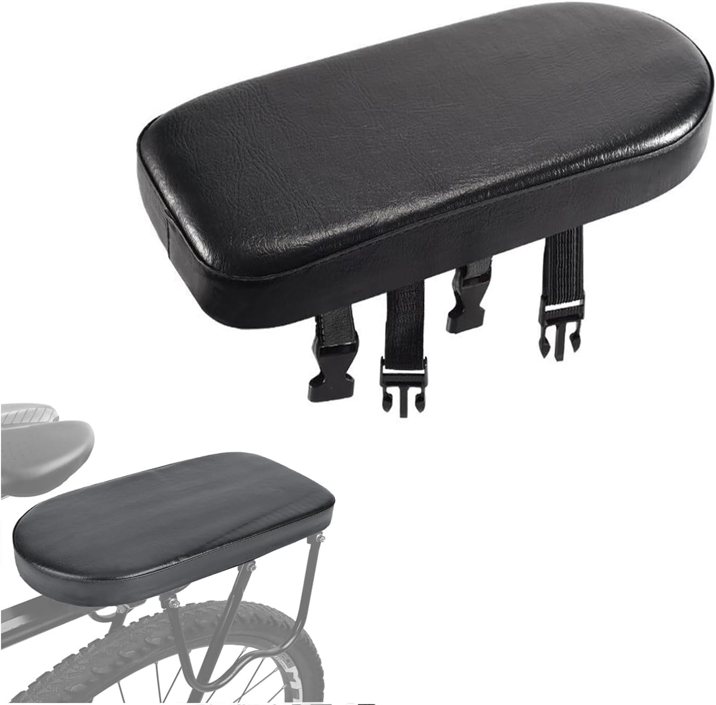 Bicycle Manned Cushion, Bike Rear Seat Cushion for Adults, Electric Bike Back Seat, Soft PU Bicycle Saddle, Comfortable Long Ebike Pad for Kids