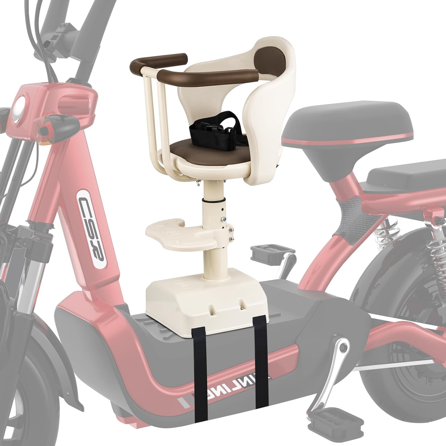 Bike Child Seat,Front Mount Detachable Bicycle Kids Seat, Child Seat with Shock Absorbing Pedal Guardrail，Suitable for Pedal Scooter Motorcycle Bicycle