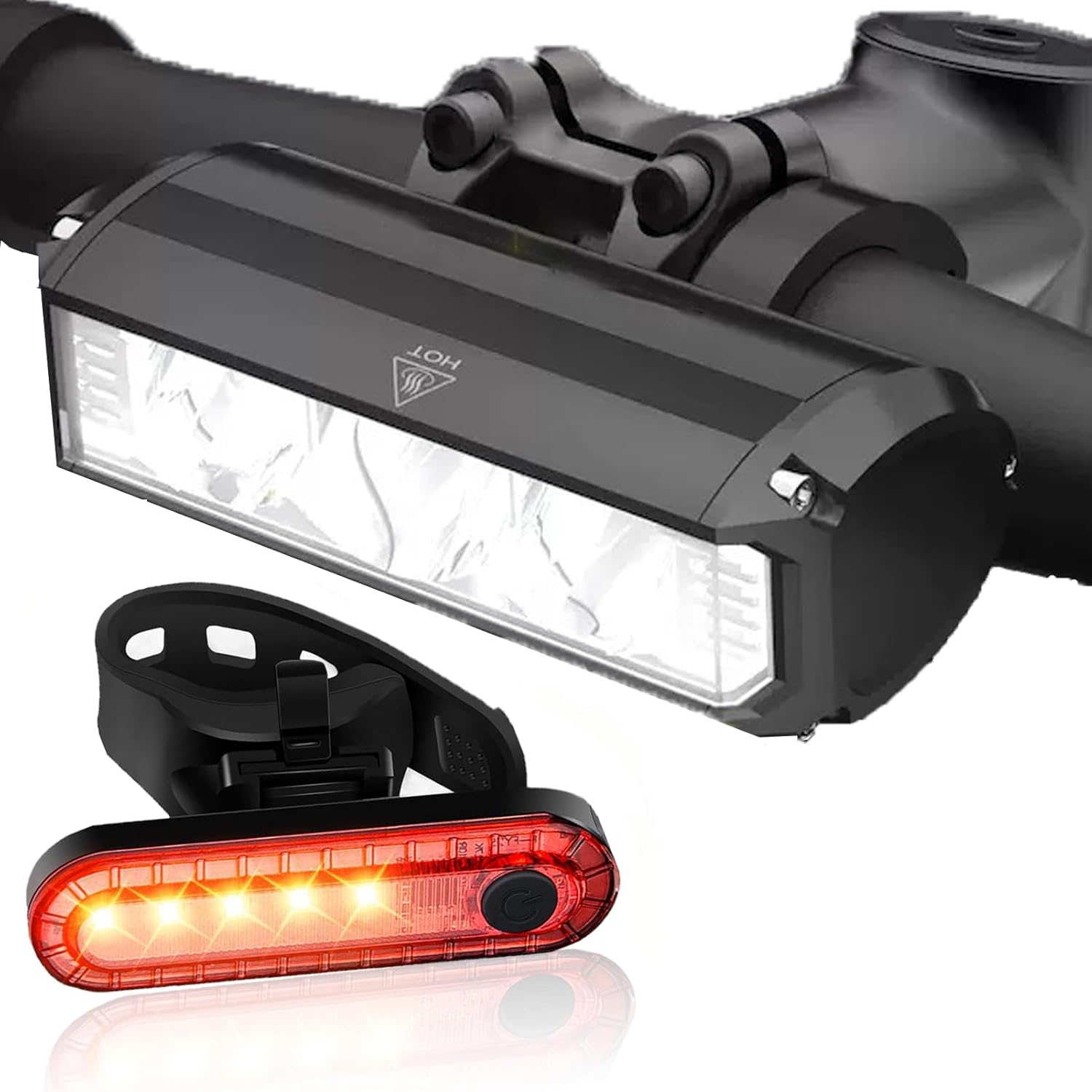 Bike Light Set for Night Riding,Bright LED Bicycle Light High Beam Low Beam,USB Rechargeable Bicycle Headlight Set,Waterproof Bike Headlight and Taillight for Adult Kid Mountain