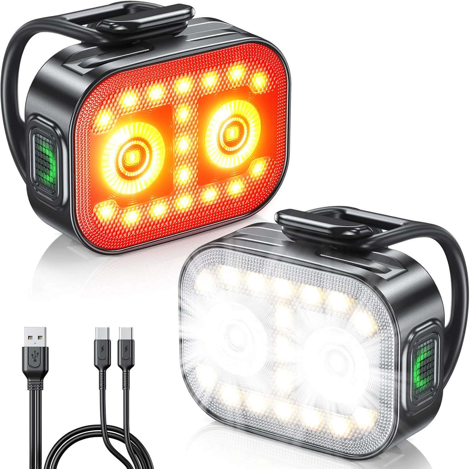 Bike Lights, Ultra-Slim & Lightweight Rechargeable Bicycle Lights Set, [5+6 Modes] Dual USB-C Bike Lights Front and Back, IP65 Waterproof Bicycle Lights for Night Riding Road Mountain Cycling