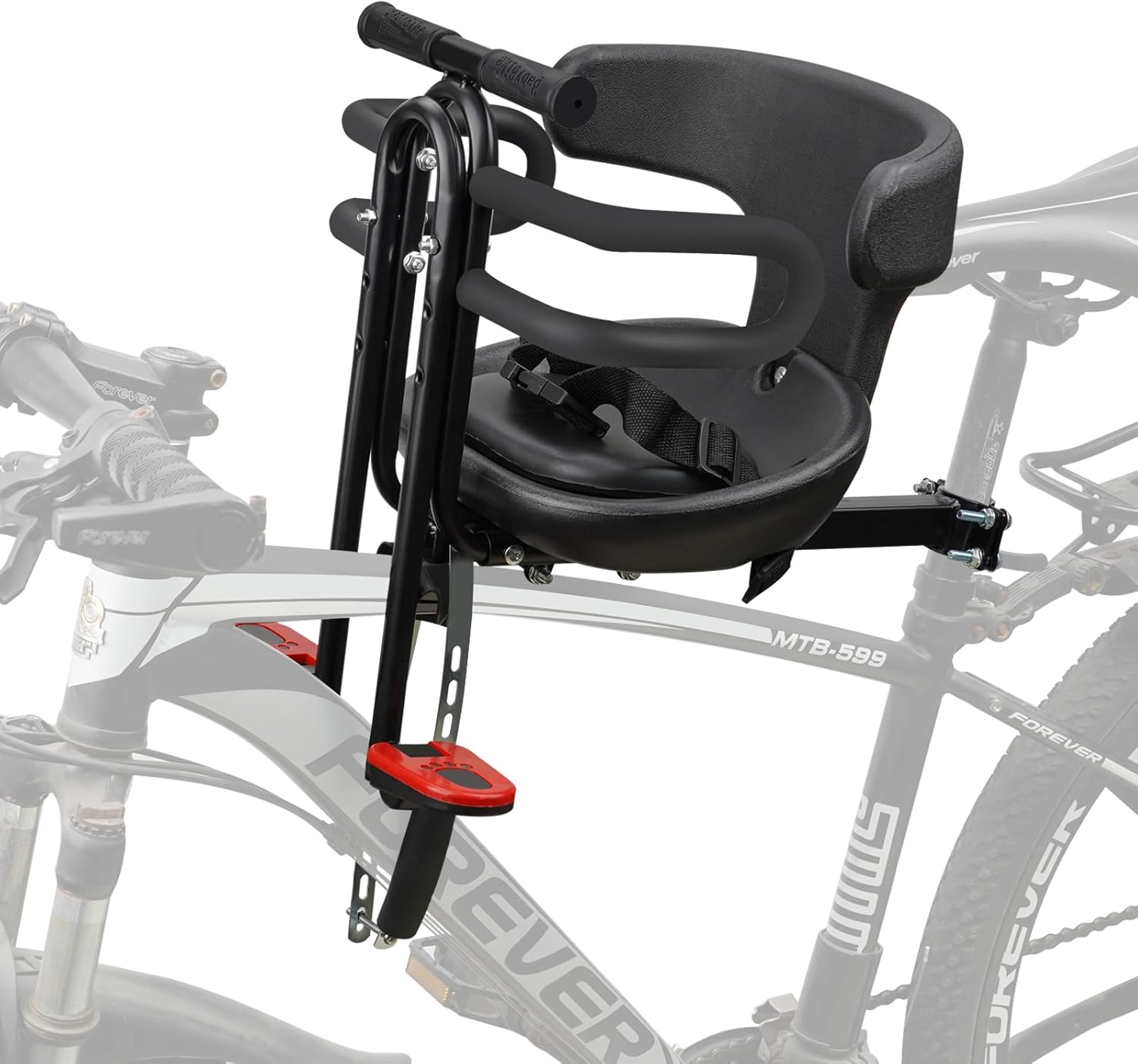 Bike Seat for Kids,with Handlebar and Foot Pedals Kids Bike Seat,Surround Guardrail,Comfortable Foot Pedal with Adjustable Height,Child Bike Seat for 2~5 Year,Compatible with All Adult Mountain Bikes