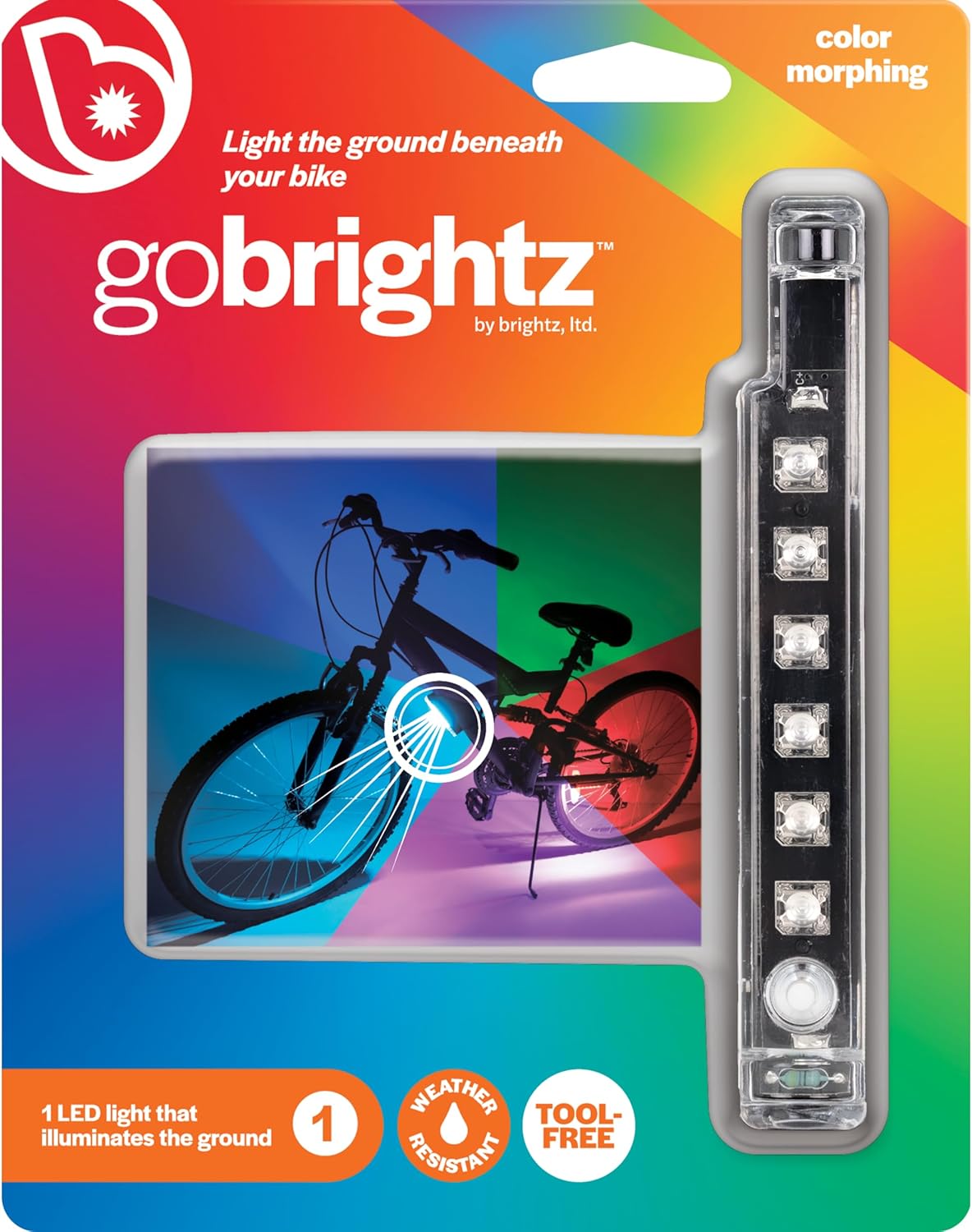 Brightz GoBrightz LED Bike Frame Light – Glowing Bike Underglow Light Bar for Night Riding – 4 Modes Flashing or Steady Glow – Cool Bicycle Lights for Kids, Teens & Adults – Be Cool, Be Safe, Be Seen