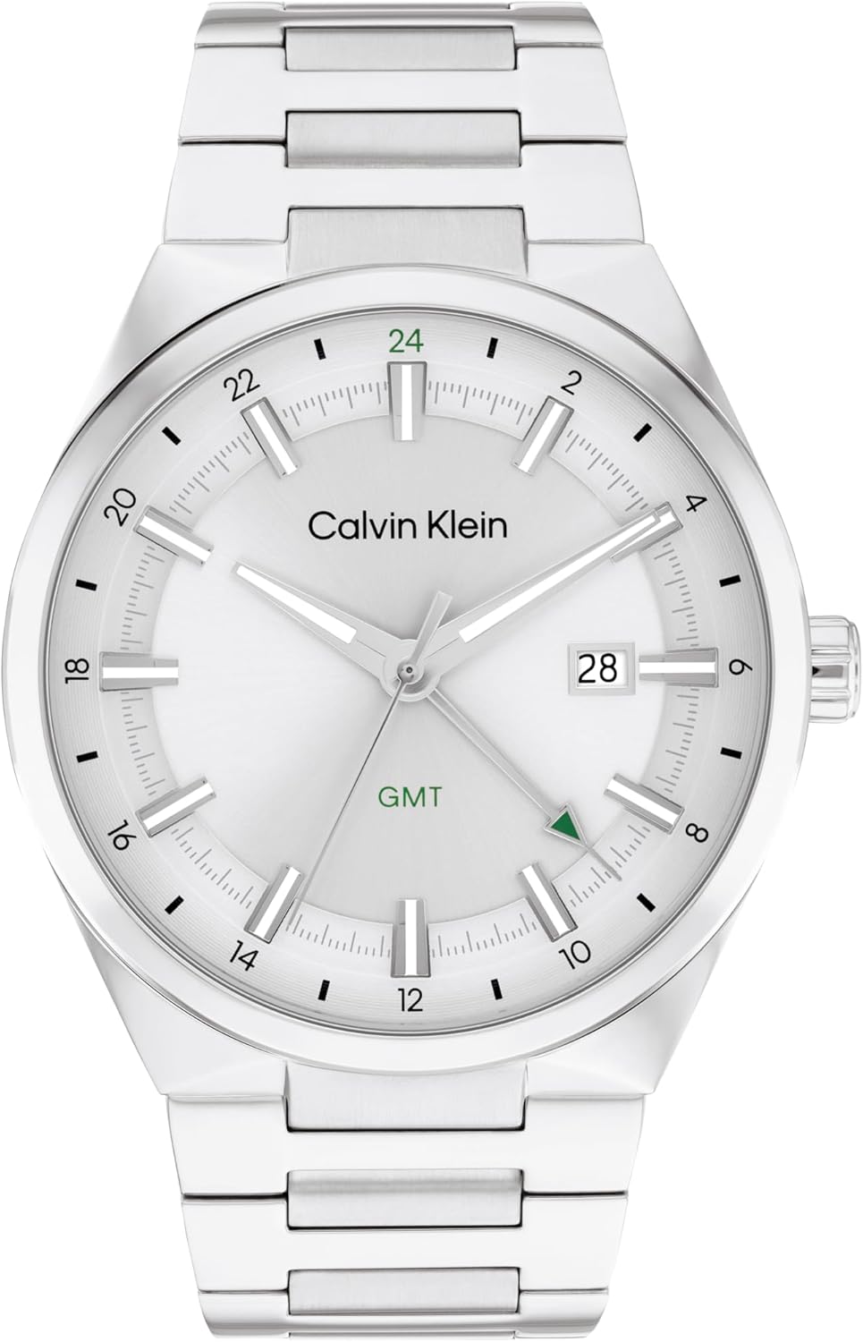 Calvin Klein Three Hand Quartz Movement Watch with Calendar for Men DISTINGUISH Collection with Stainless Steel Bracelet
