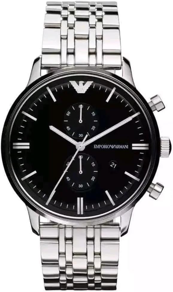 Emporio Armani Watch for Men, Quartz 2 sub dial Chronograph Movement and 43mm Case Size with Stainless Steel Strap
