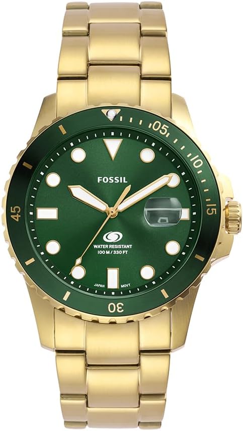 FOSSIL Blue Watch for Men, Quartz Movement with Stainless Steel or Leather Strap