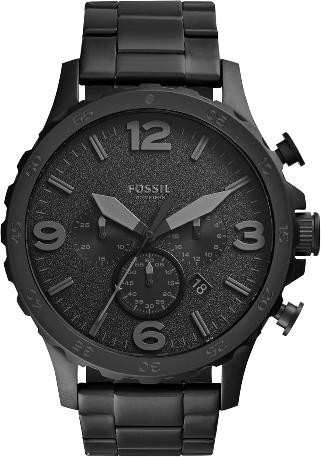 FOSSIL Nate Watch for Men, Quartz Chronograph Movement with Stainless Steel or Leather Strap
