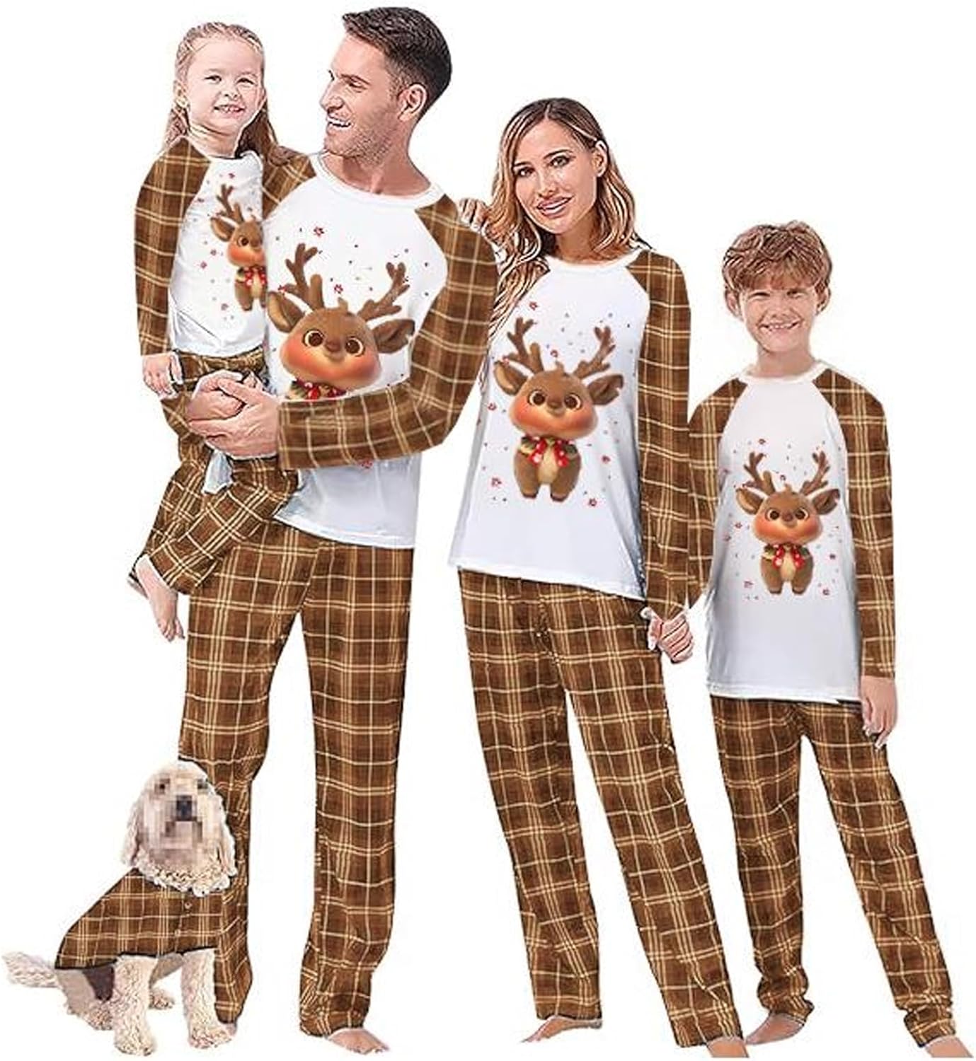 Family Matching Christmas Pyjamas Set Long Sleeve Pjs Matching Sets Xmas Plaid Loungewear Nightwear Sleepwear Holiday Jammies