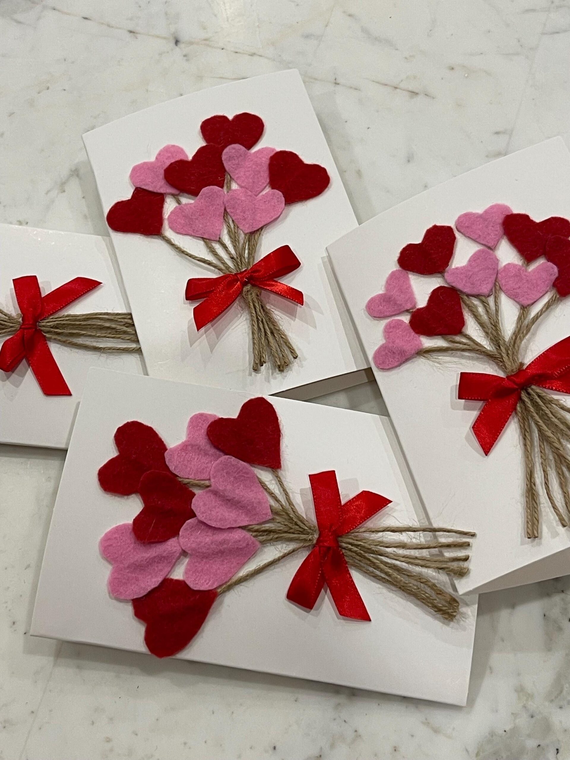 Felt heart bouquet card – Handmade Valentine’s Day card, Anniversary gift, love note