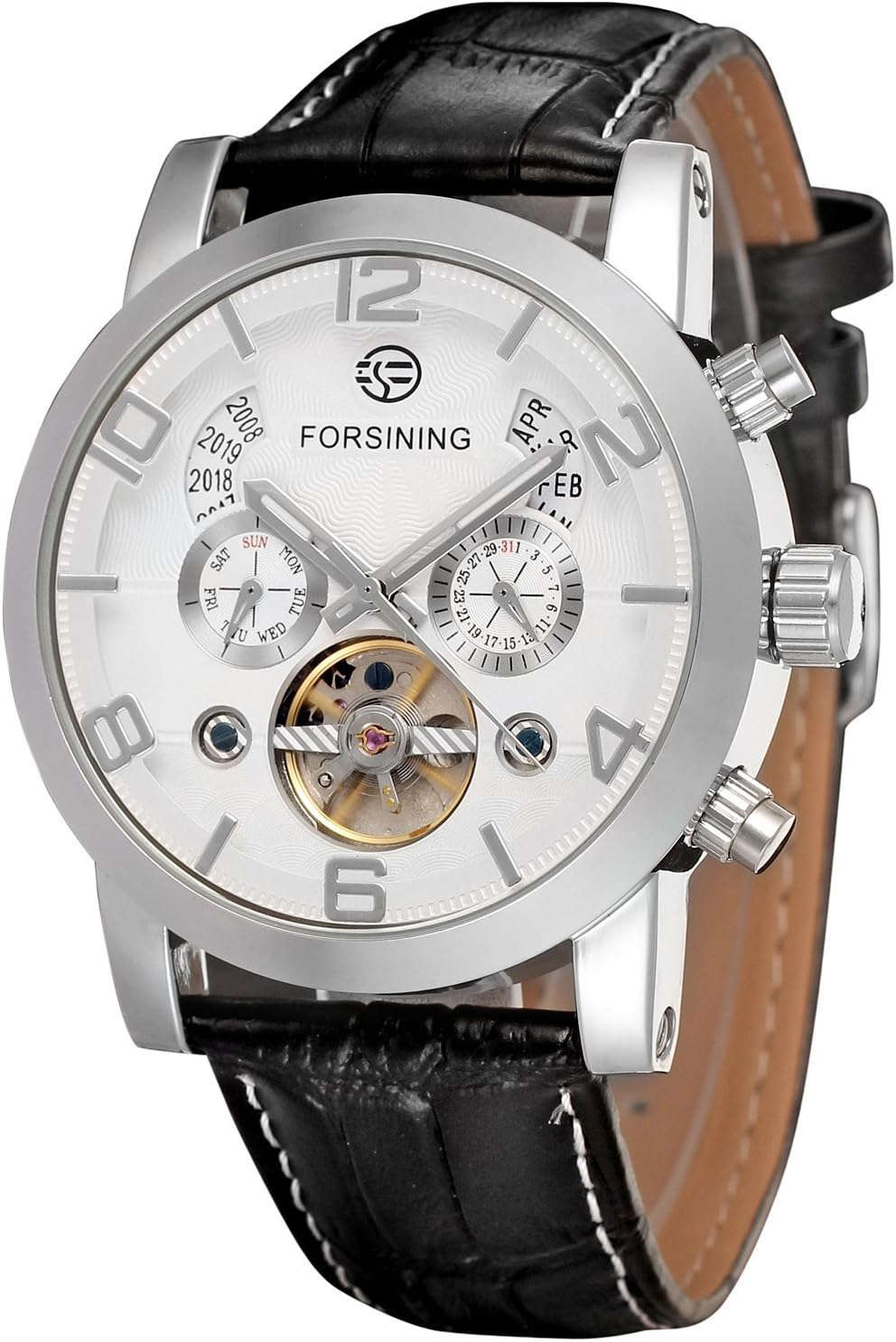 Forsining Men’s Automatic Tourbillon Genuine Leather Brand Calendar Wrist Watch FSG165M3S3