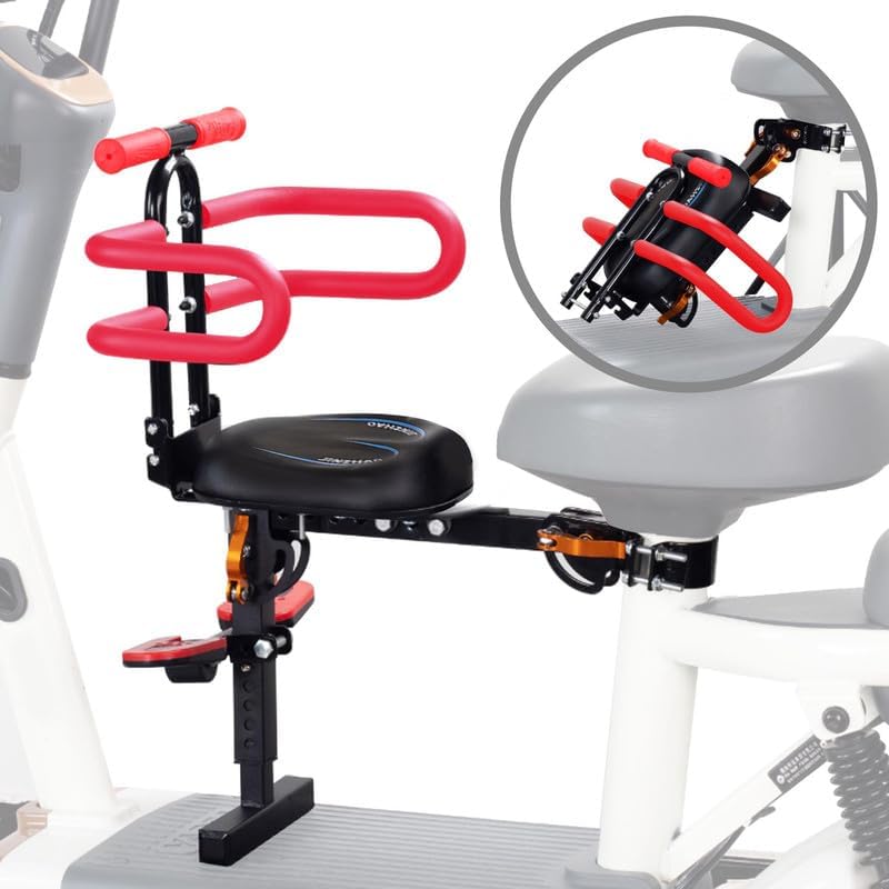 GYL Child Seat for Electric Scooter with seat, Kid Seat Fit for Electric Bicycle, Mobility Scooter Kids Seat with Backrest Armrest Fence Guadrail, Moped Scooter Bike Folding Seat for 2-6 Year Children