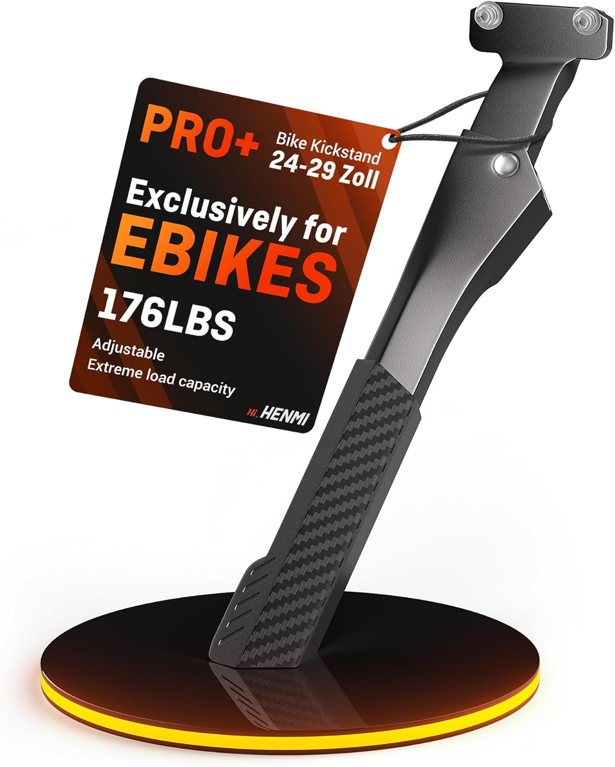 HENMI Bike Kickstand for 24-29 Inch Bicycle, 2 Holes Extra Stable Max Load 176LBS, Non-Slip Base Adult Bicycle Kickstand for Mountain Bike, E-Bike