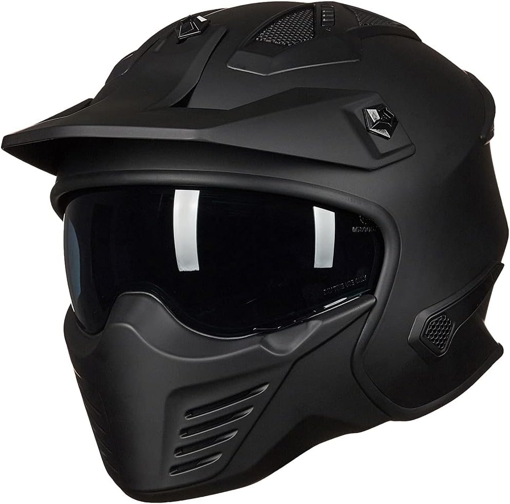 ILM Open Face Motorcycle 3/4 Half Helmet for Dirt Bike Moped ATV UTV Motocross Electric Cruiser Scooter DOT Model 726X(Matte Black,XL)