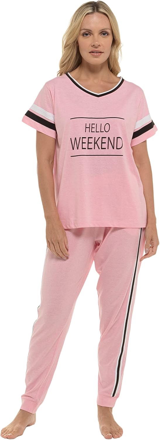 INSIGNIA Ladies Cotton Pyjamas Short Sleeve Sets With Pockets