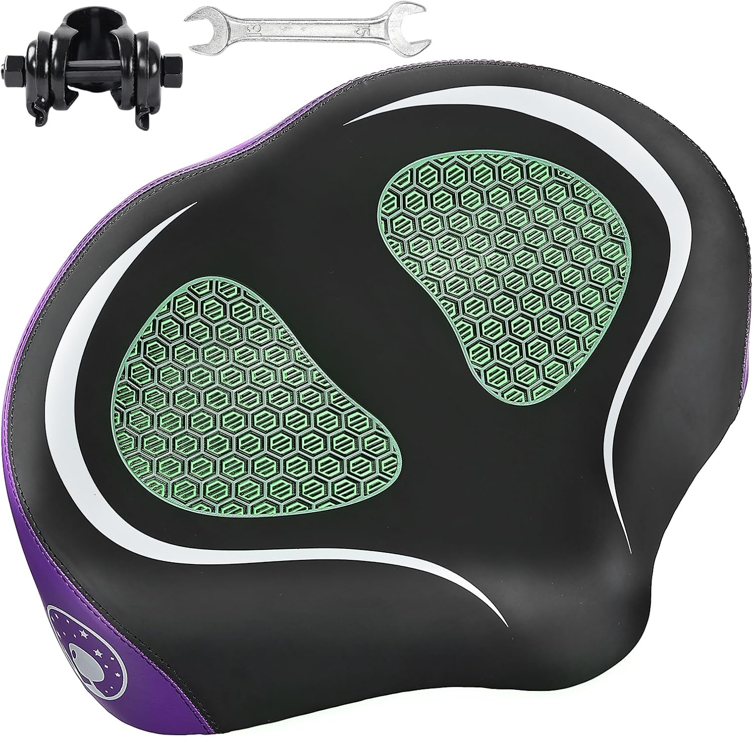 KEMIMOTO Oversized Bike Seat for Men Women, Extra Wide Bicycle Saddle Cushion Comfortable with Soft Pad, Suits for Exercise Bike, Ebike Seat, City Bicycle