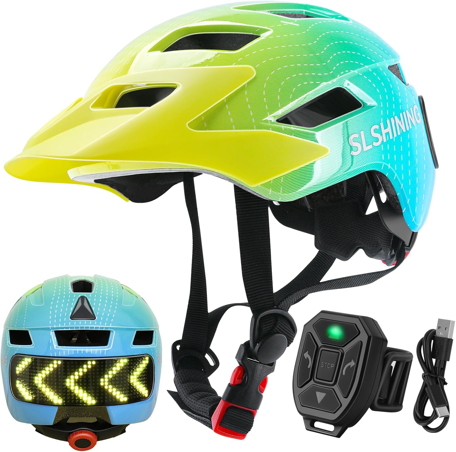 Kids Bike Helmet for Boys Girls: Helmet for Toddler & Kid 3-14 with 64-Pattern LED Light Kids Helmets Multi-Sport Protection