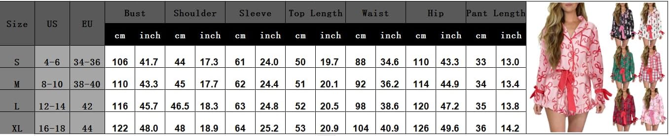LILTWIST Cute Valentines Heart Bow Pajamas For Women Satin Silk 2 Piece Pjs Bow Tie Long Sleeve Tops Ruffle Shorts Holiday Set