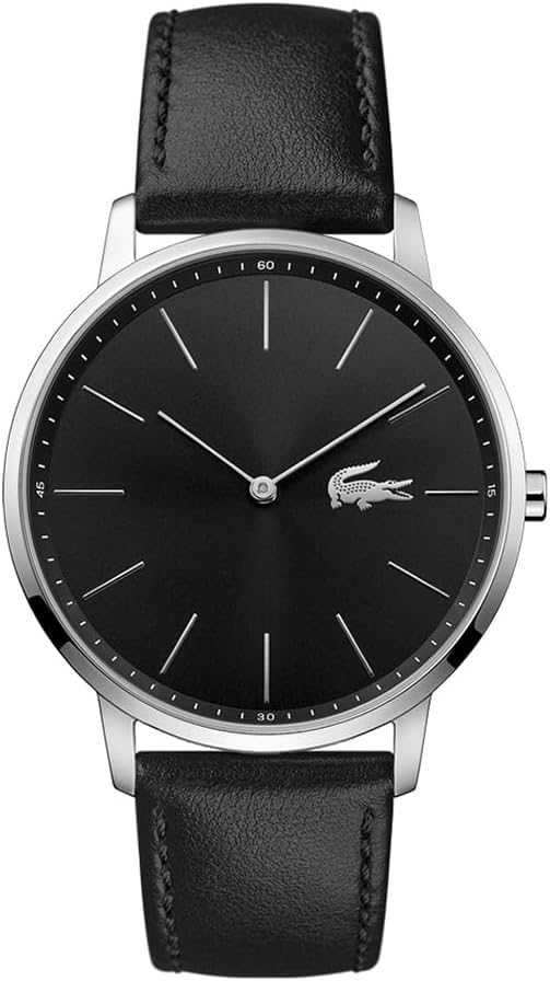 Lacoste Analogue Quartz Watch for Men MOON Collection with Black Leather Strap – 2011016