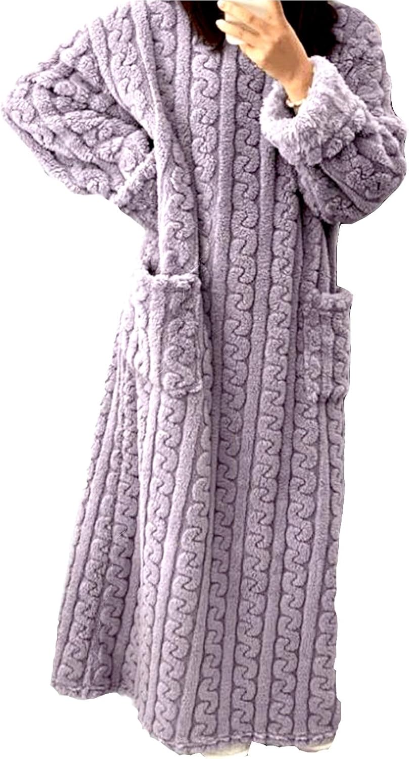 Ladies Nightshirts Long Sleeve Long Flannel Nightgown For Women Thick Warm Fleece Nightwear For Autumn/Winter Relaxed Fit Comfort Nightwear Lightweight Loungewear Round Neck Ladies Nightdress
