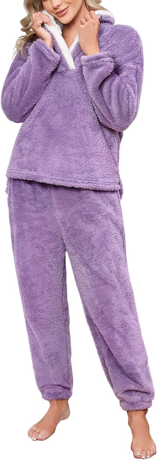 Pyjamas for Women Set Winter Pyjama Sets for Women Pyjamas Women Set Women’s Pyjamas Sets Ladies Loungewear Nightwear for women Winter Fluffy Fleece Warm Soft Long Sleeves