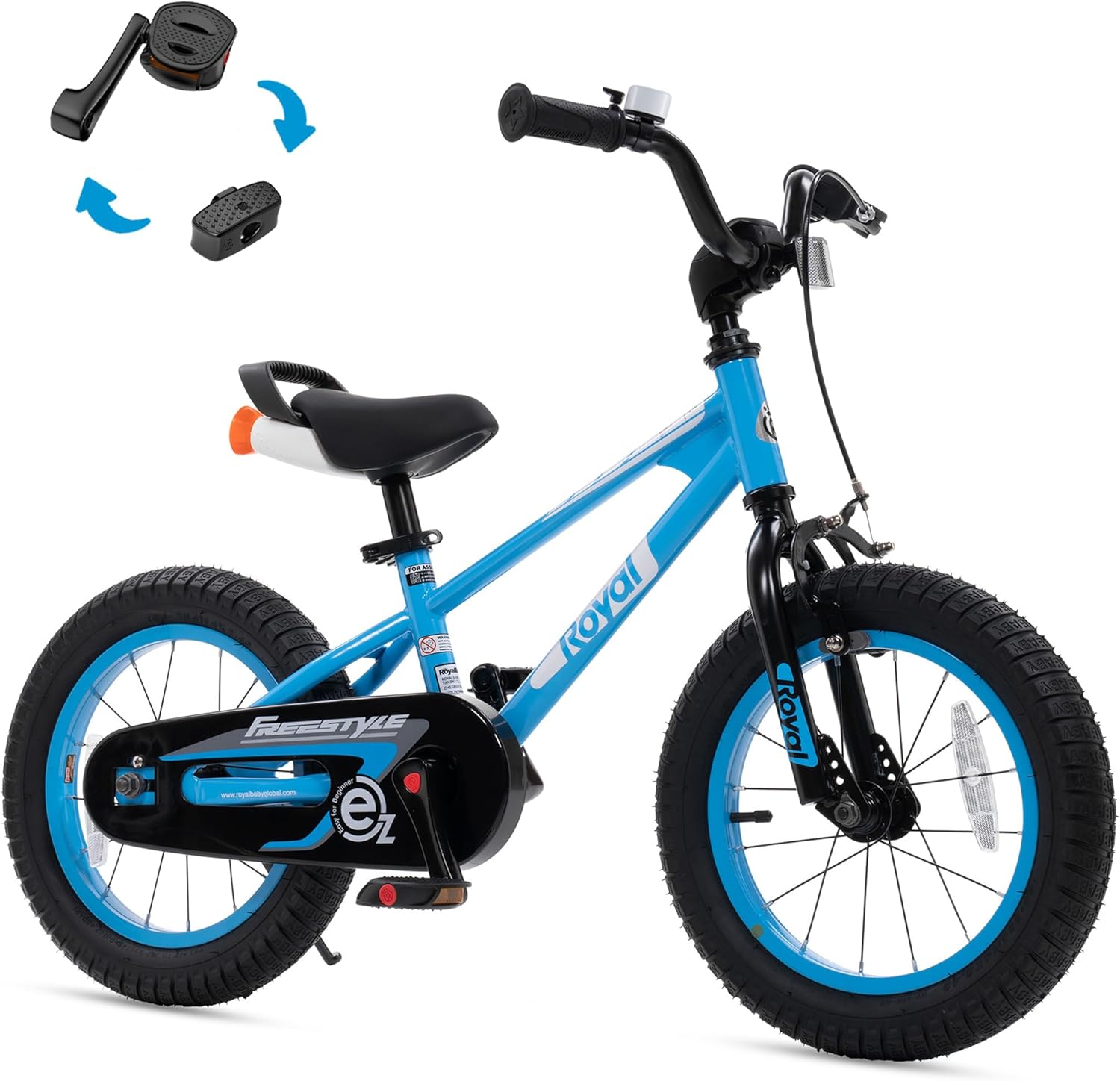 RoyalBaby Kids Bike Freestyle Classic & EZ Balance Pedal Switchable Bicycle, 12 14 16 18 Inch, 3-10 Years Toddler to Big Kids