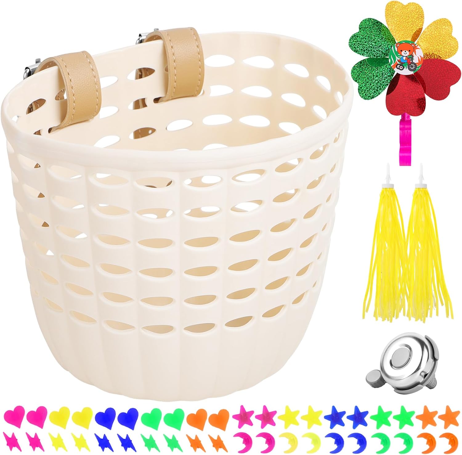 White Kids Bike Basket – Front Handlebar Bike Basket for Kids, Toddler for Girl Boy, Tricycle Scooter Basket