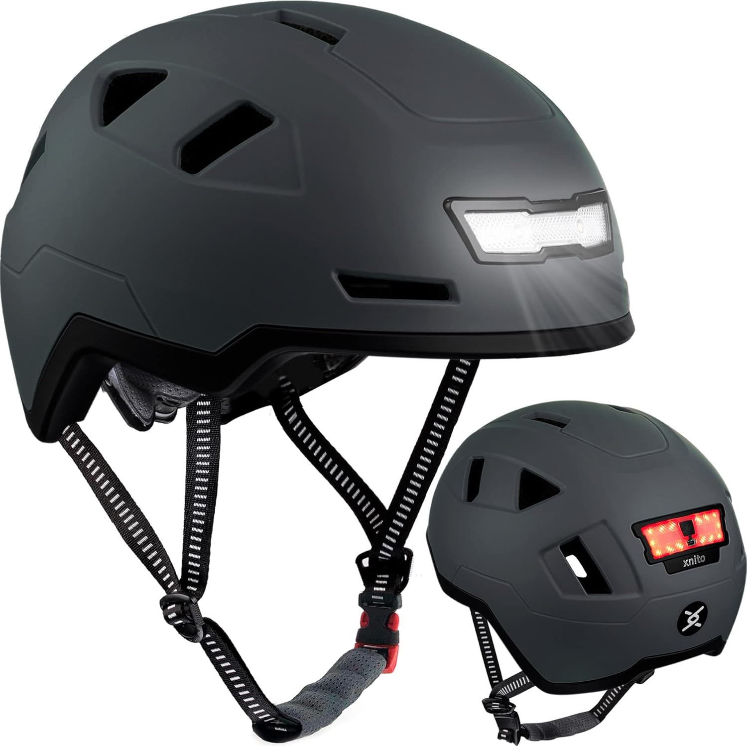 XNITO Bike Helmet with LED Lights – Urban Bicycle Helmet for Adults, Men & Women – CPSC & NTA-8776 Dual Certified – Class 3 E-Bikes, Scooters, Onewheel, Commuter, Mountain