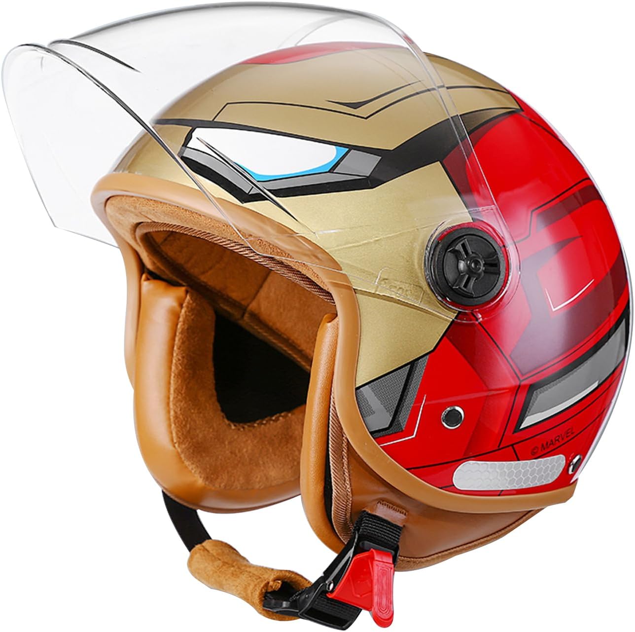 Youth & Kids Gift Retro Electric Motorcycle 3/4 Half Helmet,Toddler Cute 3/4 Open Face Motorcycle Half Helmet,DOT Approved,Boys Girls Go-Kart Dirt-Bike Street Scooter Vespa ATV Helmet